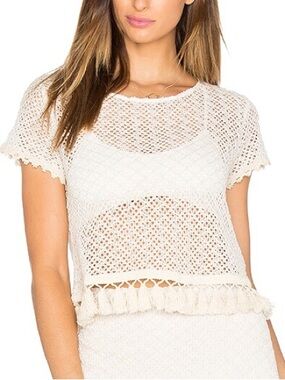 Anine Bing Crochet Crop Top Size XS Cream